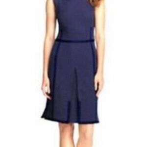 Tory Burch Addis Normandy Blue Cotton Invert Pleat Dress
